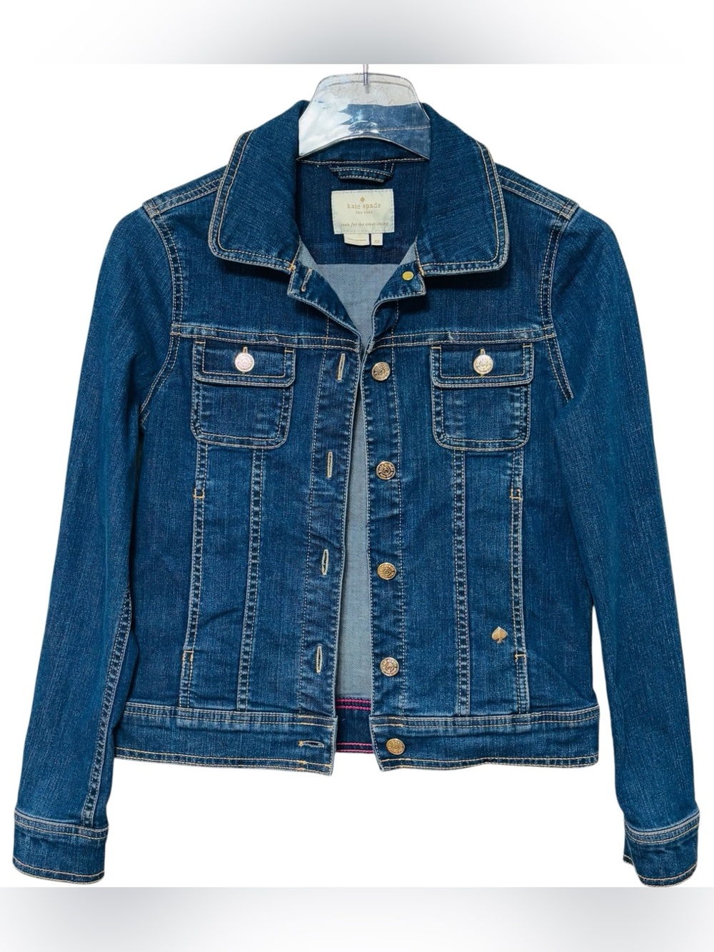 Kate Spade Broome Street Denim Jean Jacket Size XS Trucker Blue Medium Wash